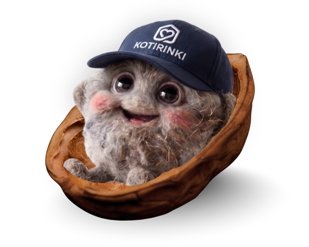 Kotirinki Pyry Pölypallo -maskotti pähkinänkuoressa